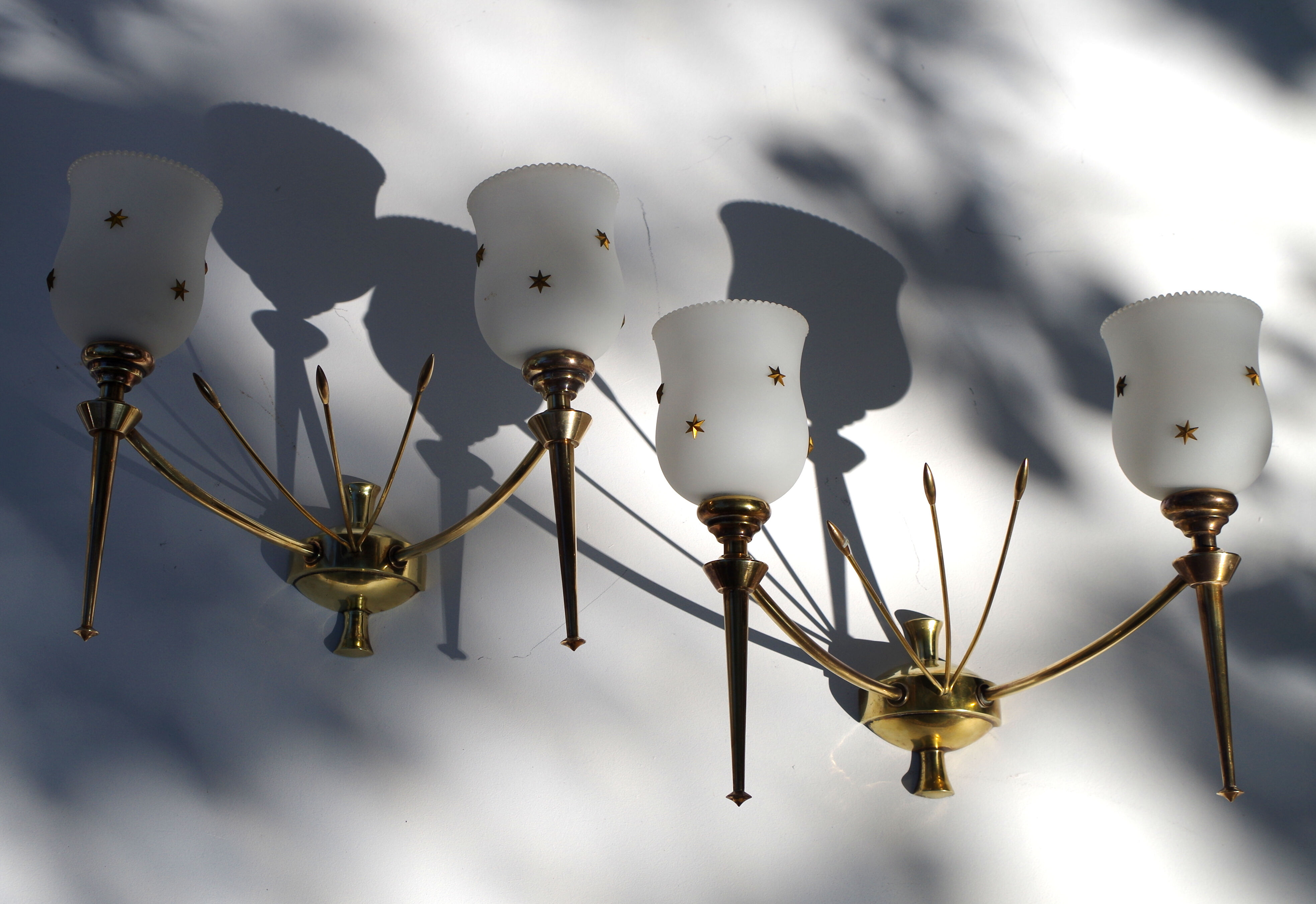 Pair of brass applique Maison Lunel