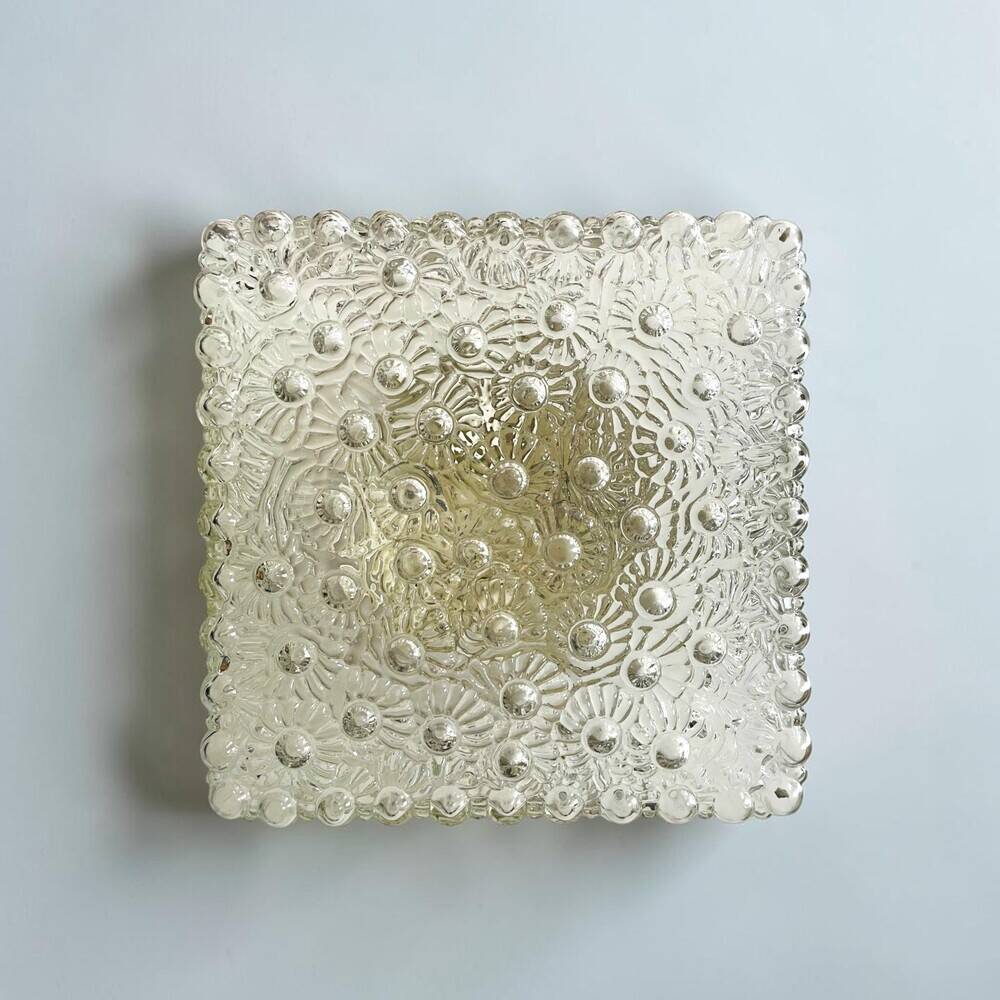 Large glass square flush mount ceiling or wall lamp