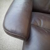 Pair of Scandinavian leather armchairs and ottoman, Ekornes, Norway, 1970s