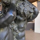 Guéridon en bronze et marbre, Psyché et Cupidon, Auguste Moreau (1834-1917)