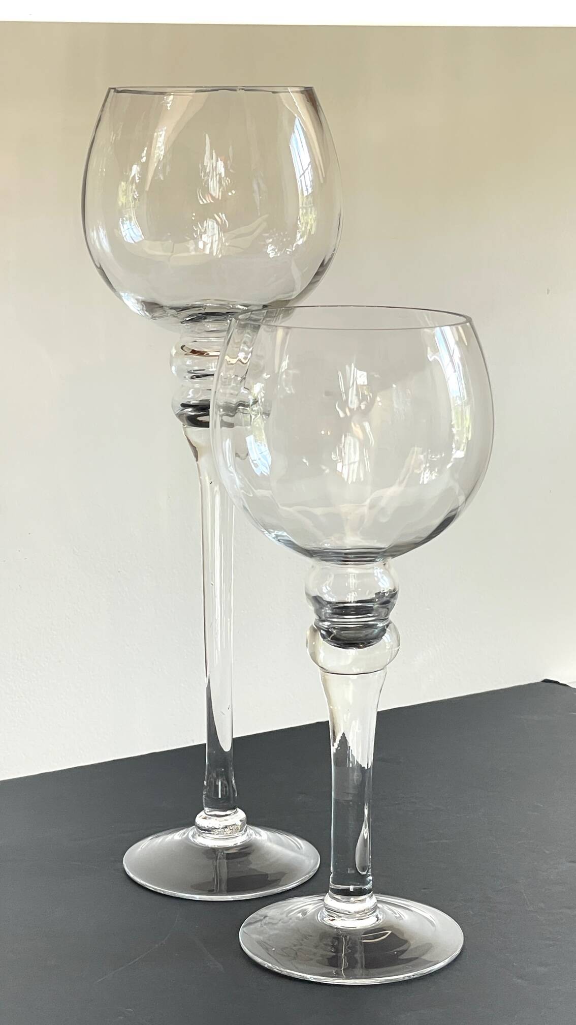 Duo of xl tealight holders in vintage crystal