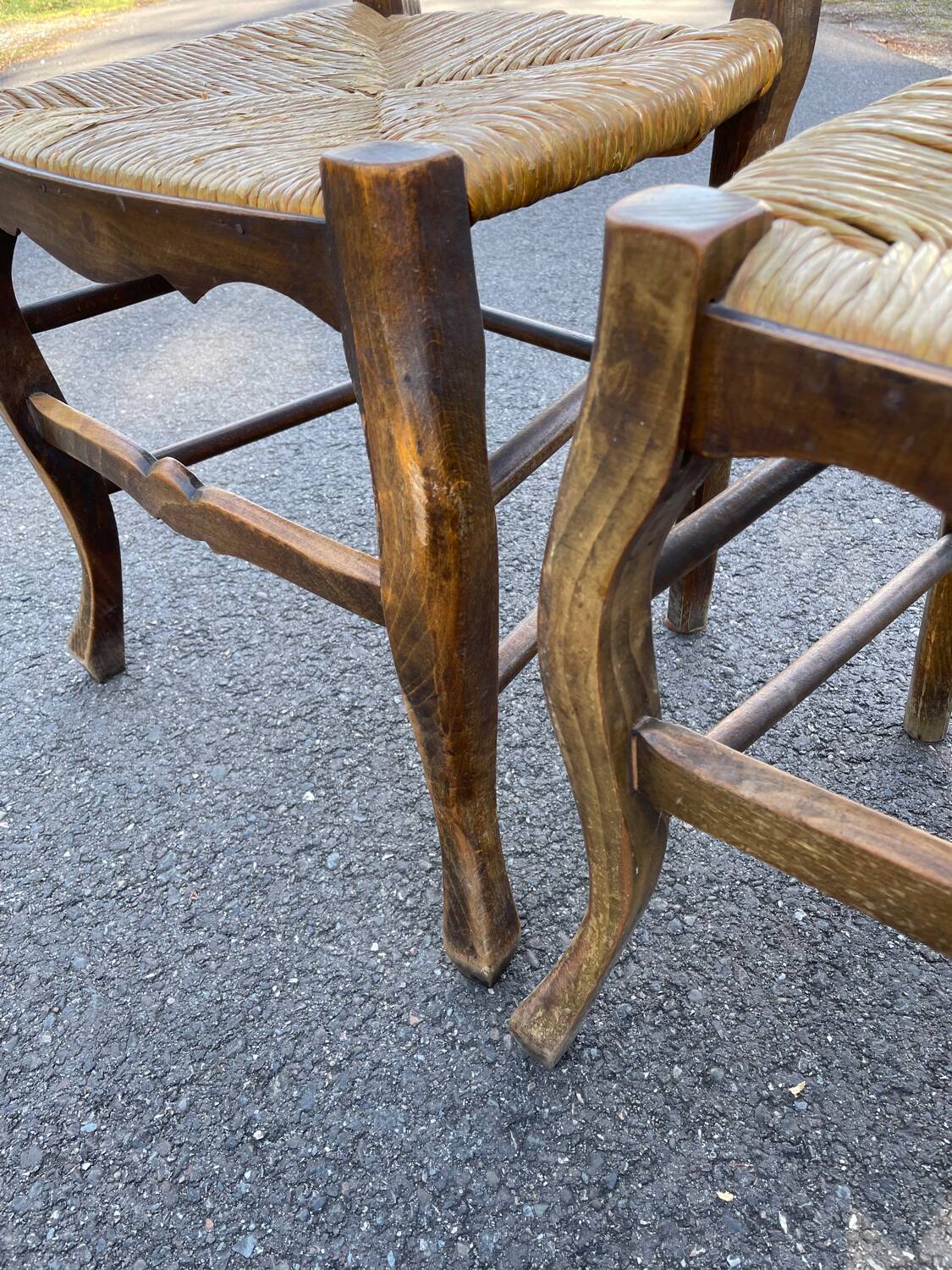 4 chaises paillées de campagne en bois