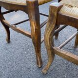 4 wooden country straw chairs