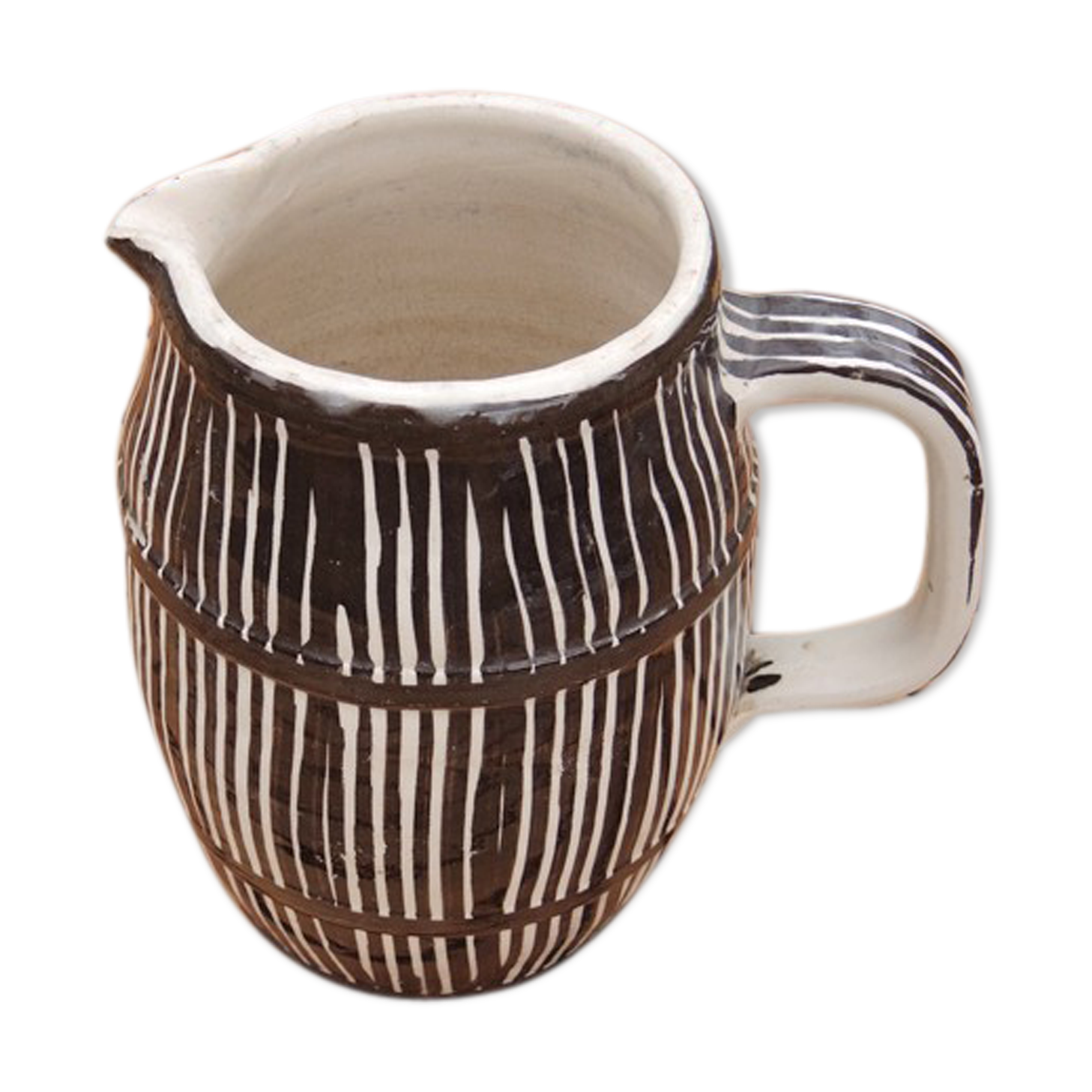 Former ceramic broc a brown and ecru stripes