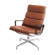 Fauteuil lounge Eames modèle EA 216 softpad en cognac