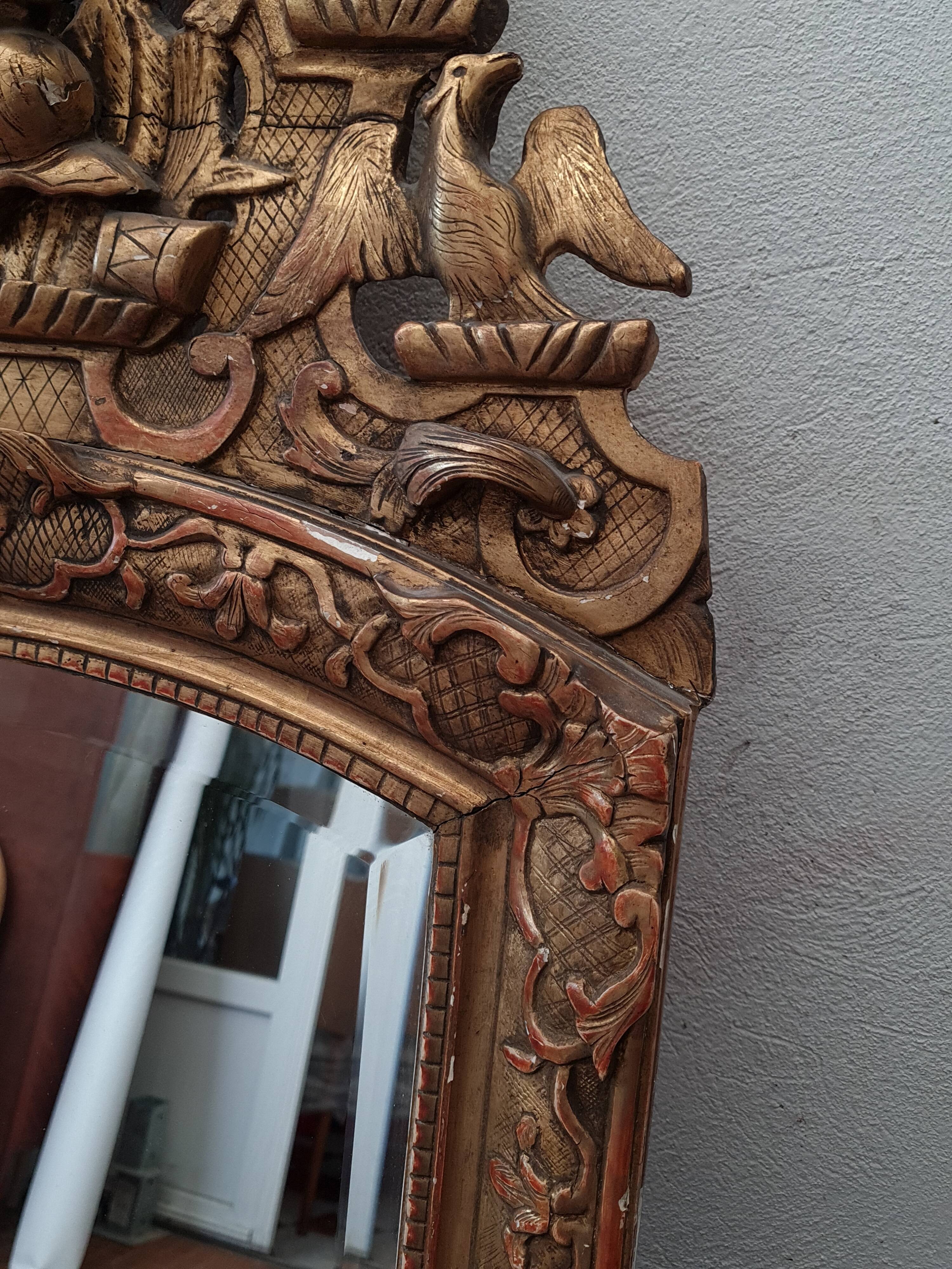 Mirror with pediment gilded carved wood late eighteenth century SB