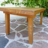 Massive elm coffee table of brutalist spirit