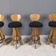 Set of 4 vintage brutalist bar stools, 1960s