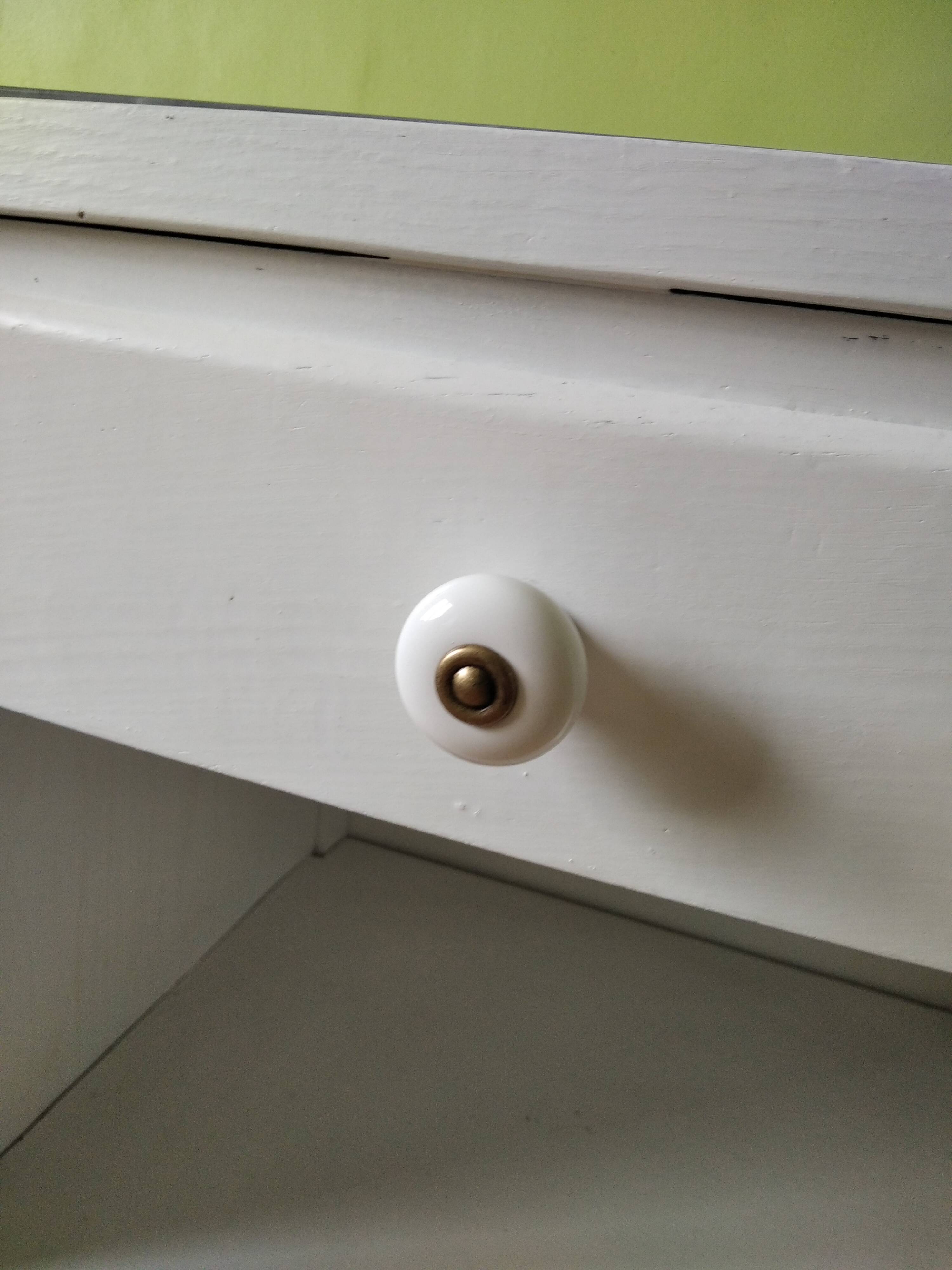 White night table with grey marble top
