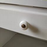 White night table with grey marble top