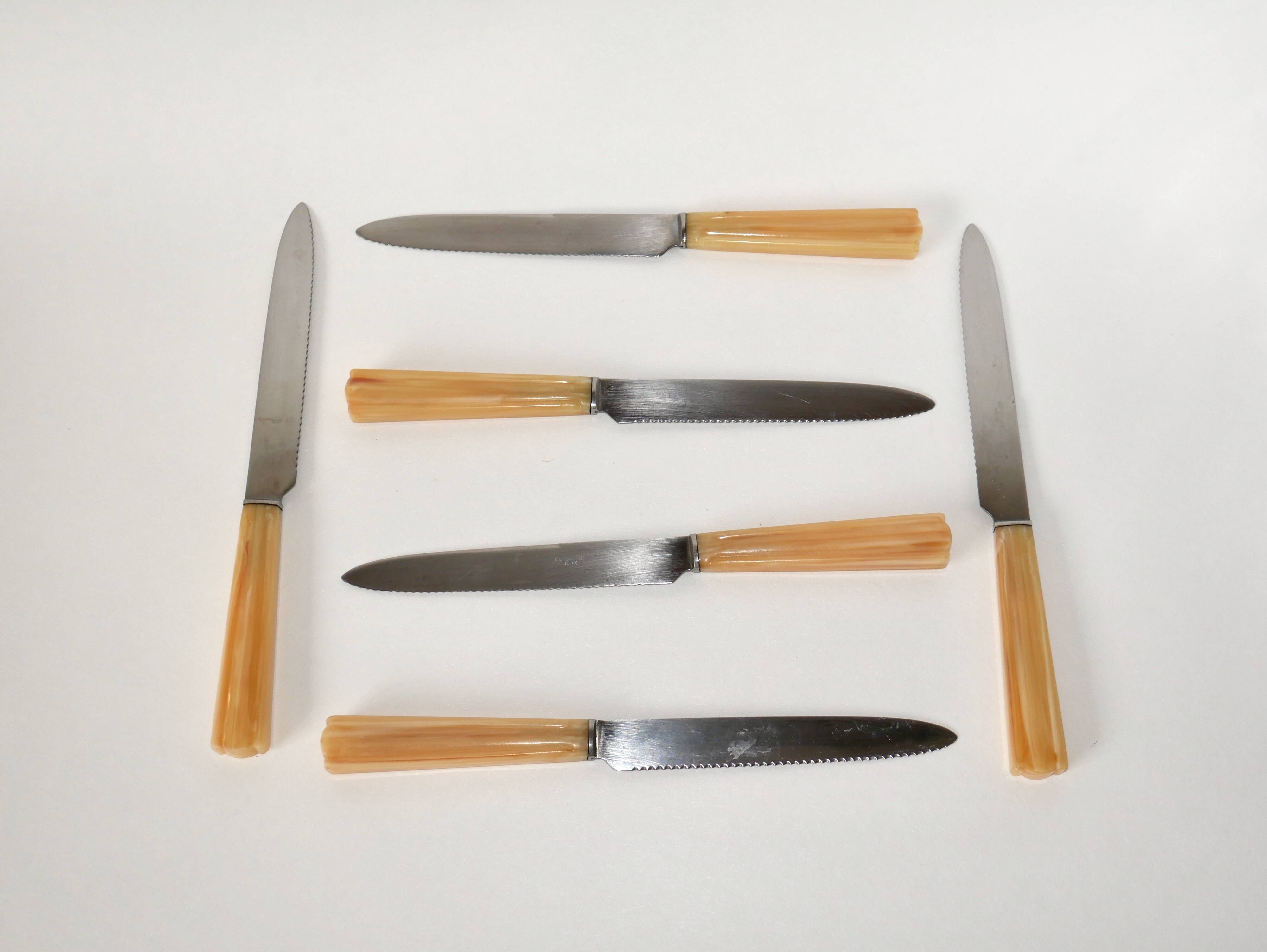 set of 6 large bakelite toothed knives 1960