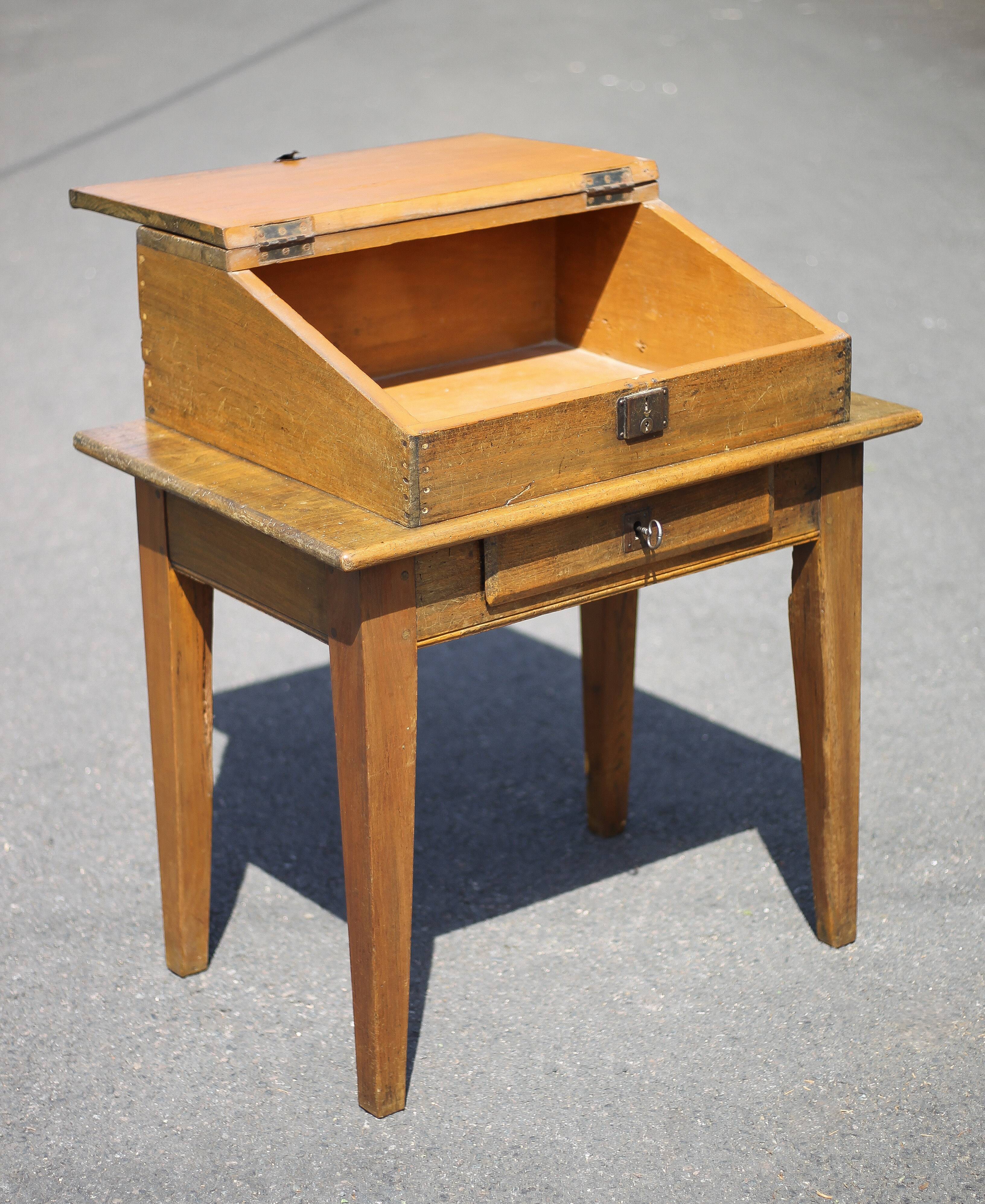 Vintage wooden writing desk, vintage wooden desk, desk secretary, wooden furniture, decoration