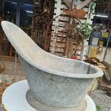 Zinc basin bathtub with backrest