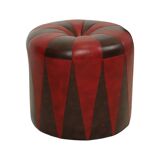 Round Vintage Pouf Brown Red Two-tone Skai Sixties
