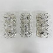 Set of 3 mid-century large crystal sconce by Kinkeldey, Germany, 1970s