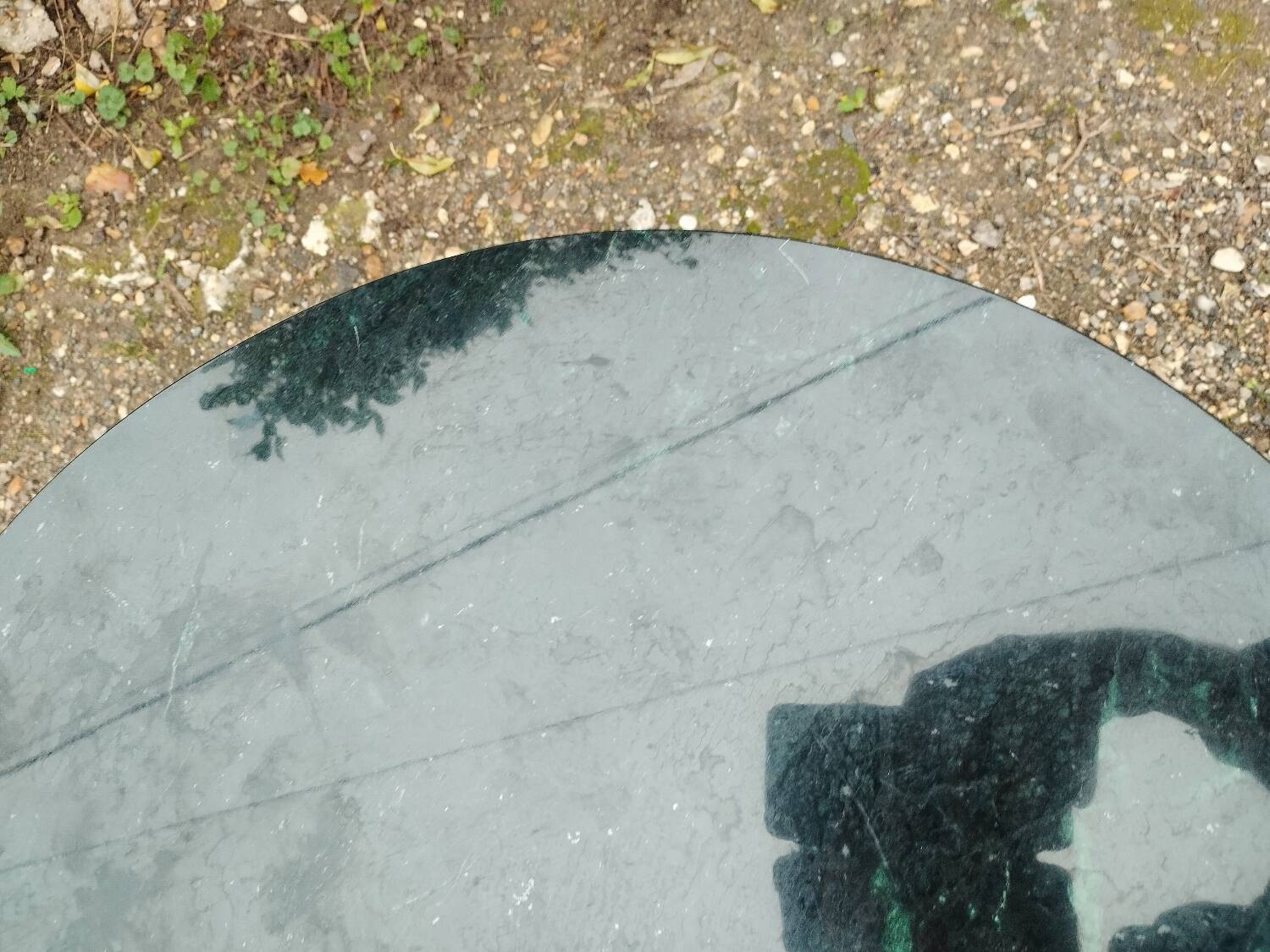 Antique Empire style pedestal table with marble top