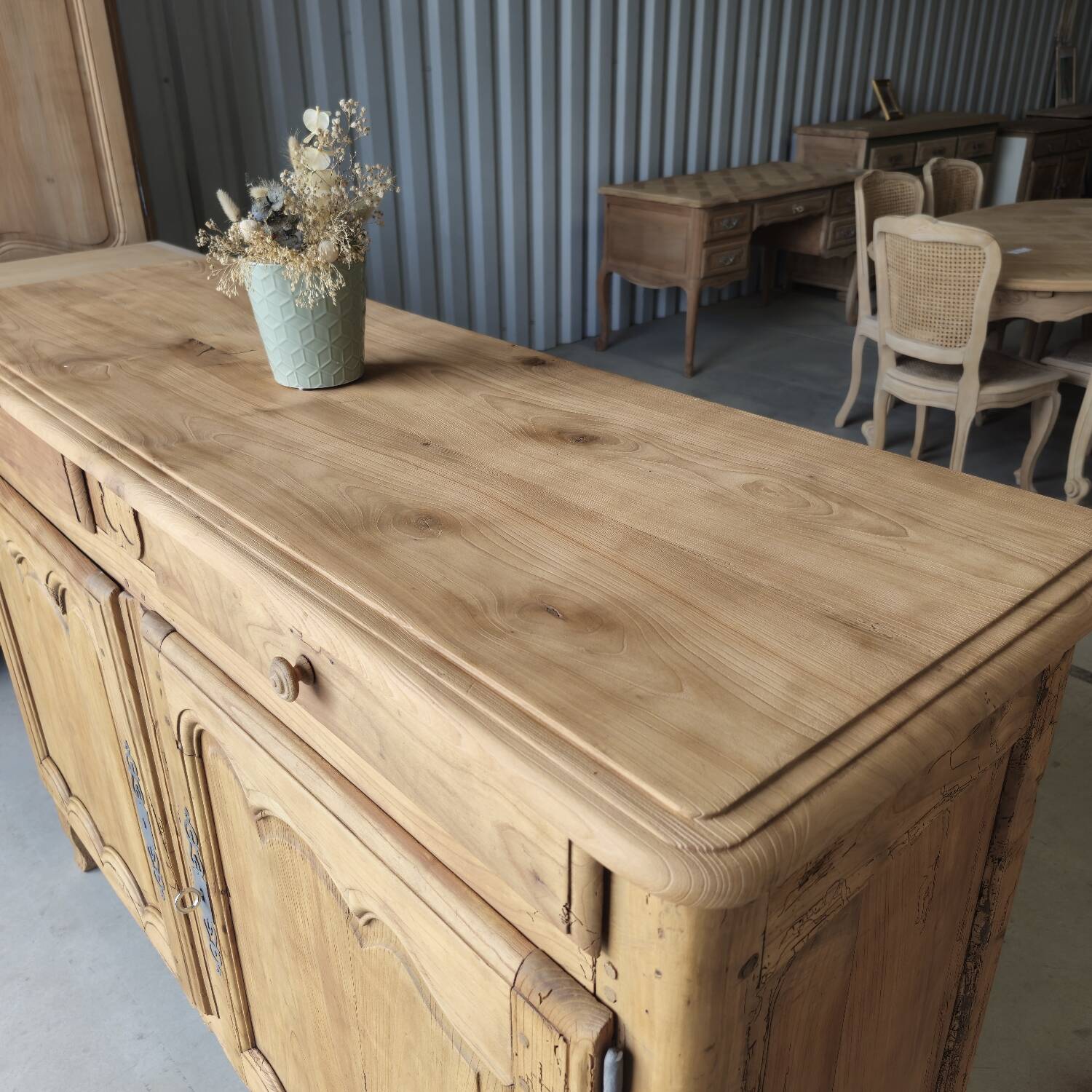 Large Louis XV style solid wood buffet, restored
