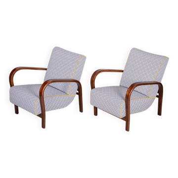 Set of Art Deco Beech Armchairs attributed to Kozelka and Kropáček for Hala, 1930s