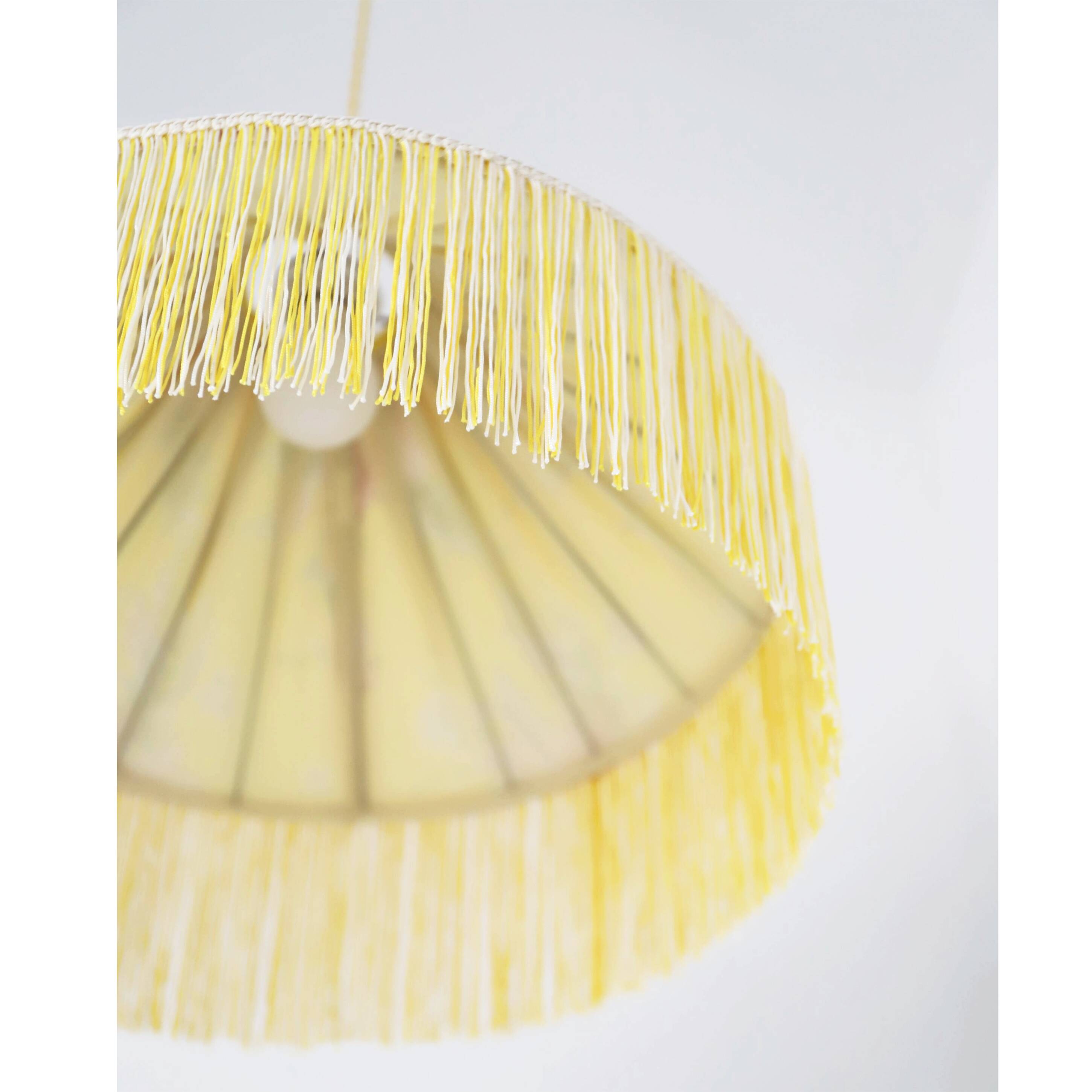Vintage flared pendant light printed with fringes