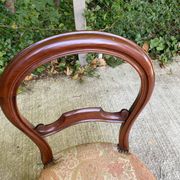 2 chaises louis Philippe bois massif courbé et tissu écru