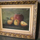 Table oil on canvas still life frame golden wood Regency style