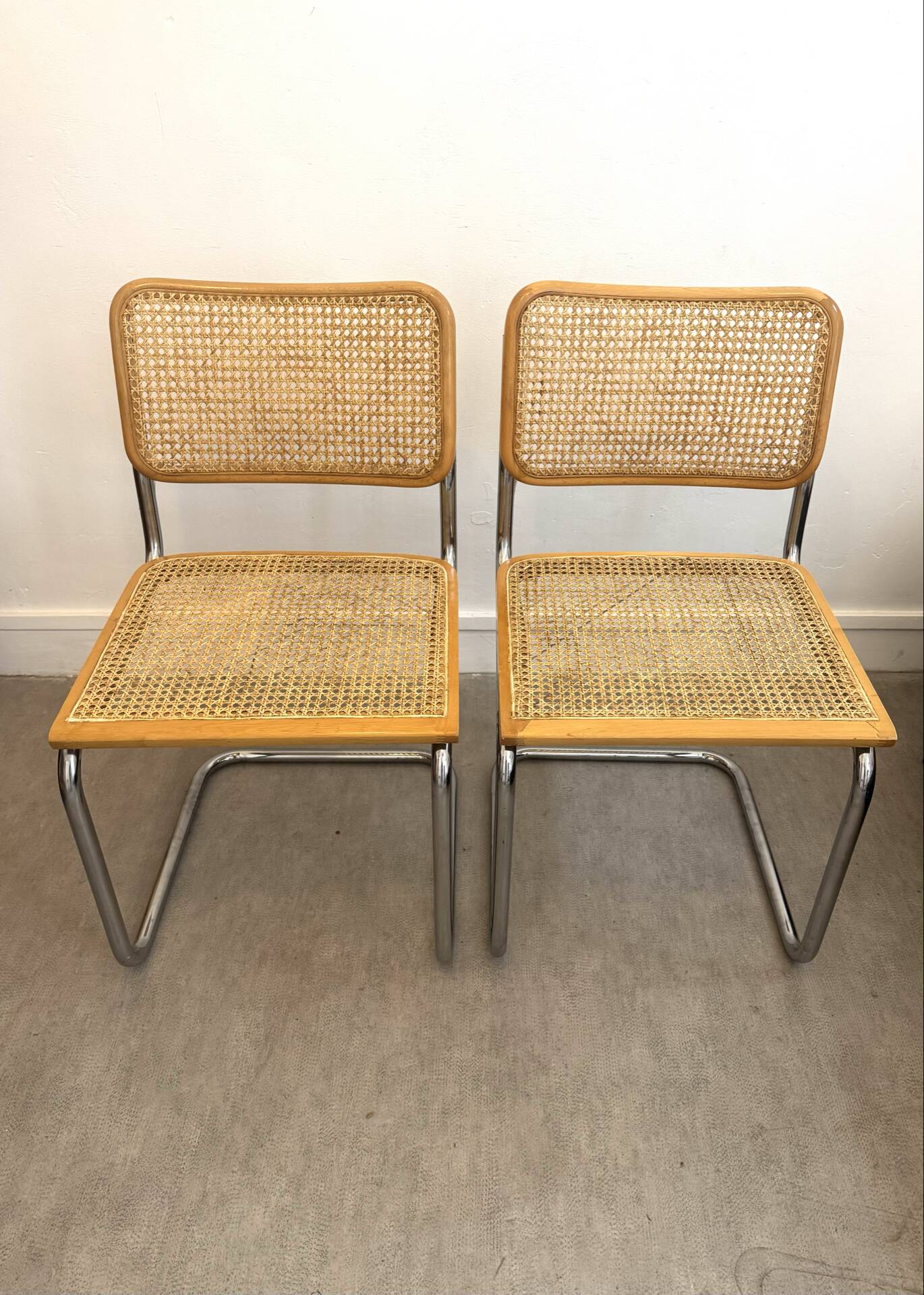 Pair of Marcel Breuer Cesca B32 chairs Made in Italy