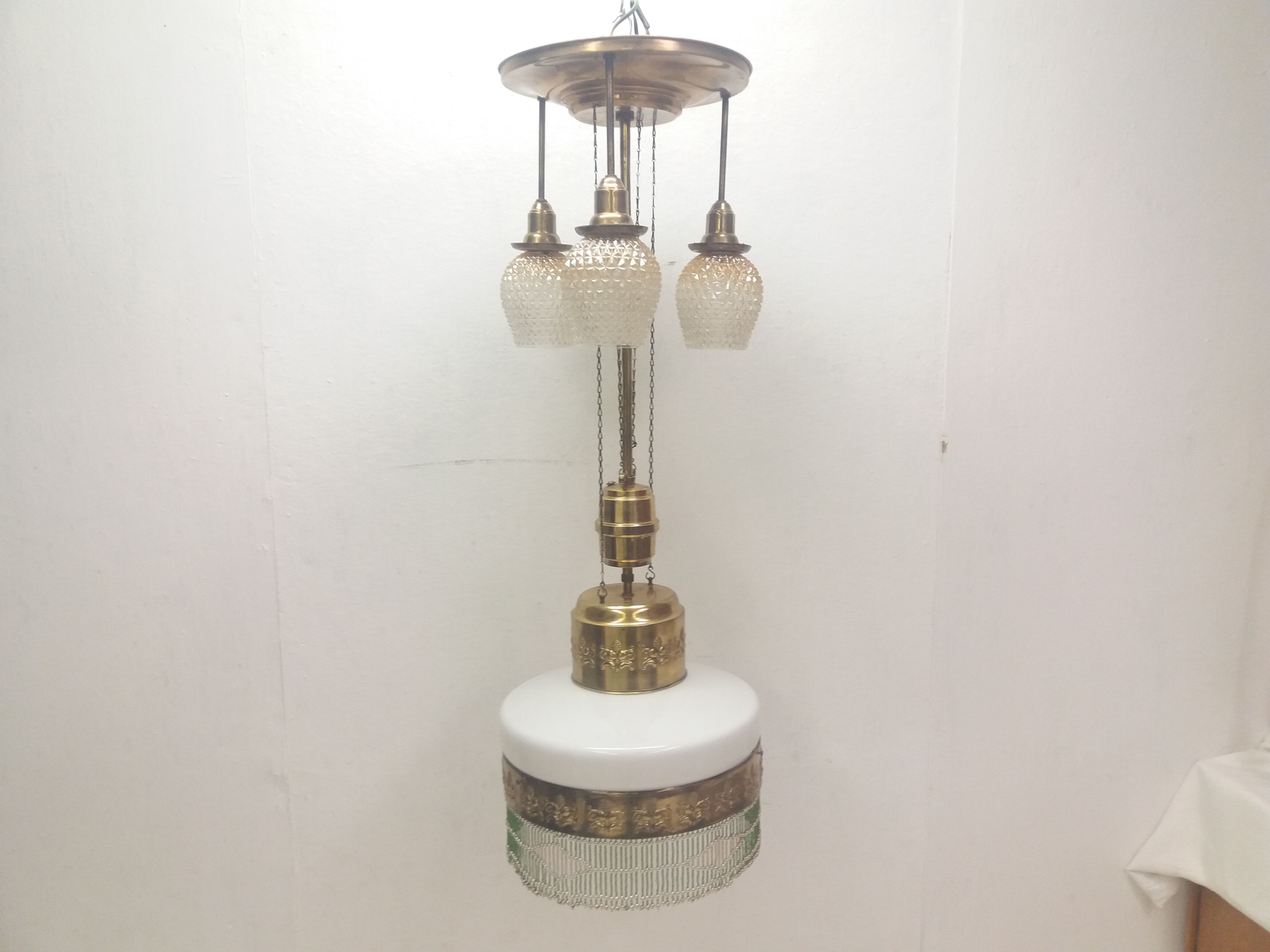 1910 Art Nouveau pull-out chandelier, Czechoslovakia