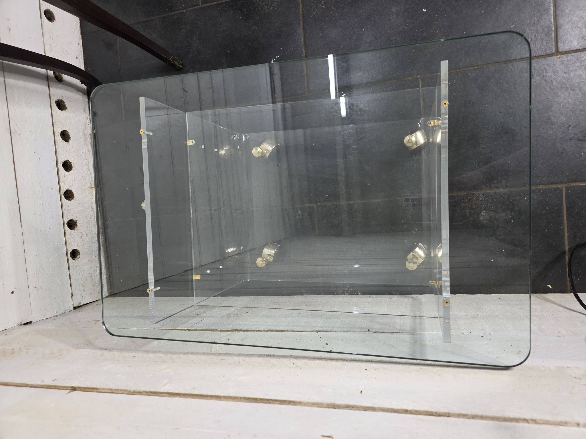 Vintage Plexiglas and Glass Coffee Table by David Lange 1970s