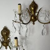 Paire d’appliques bronze et cristal