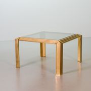 Solid Brass Square Coffee Table after Peter Ghyczy with Smokey Glass Top 70