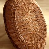 Large handmade solid wicker braided firewood basket, vintage from the 80s