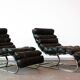 Metal and leather long chair 1970