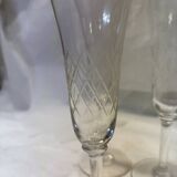 Set of 7 old champagne flutes