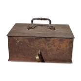 Ancienne caisse de magasin vintage pour encaissement boîte à monnaie argent cash en métal métallique