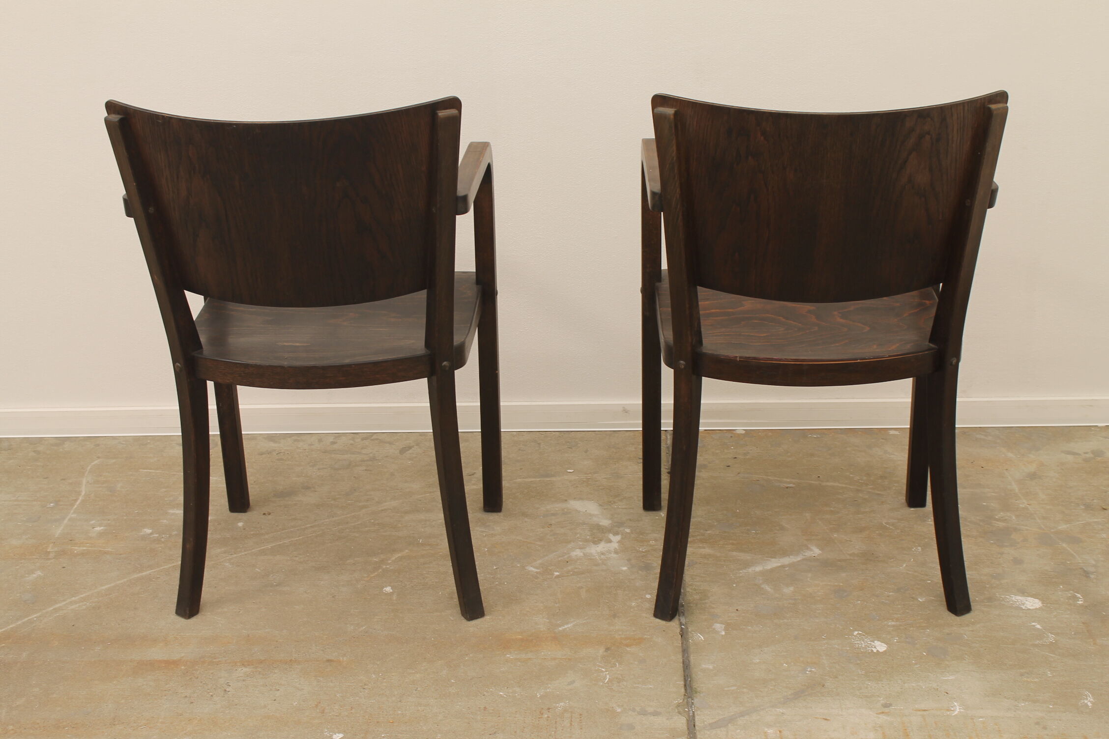 Bentwood writing desk armchairs, 1950s, Czechoslovakia