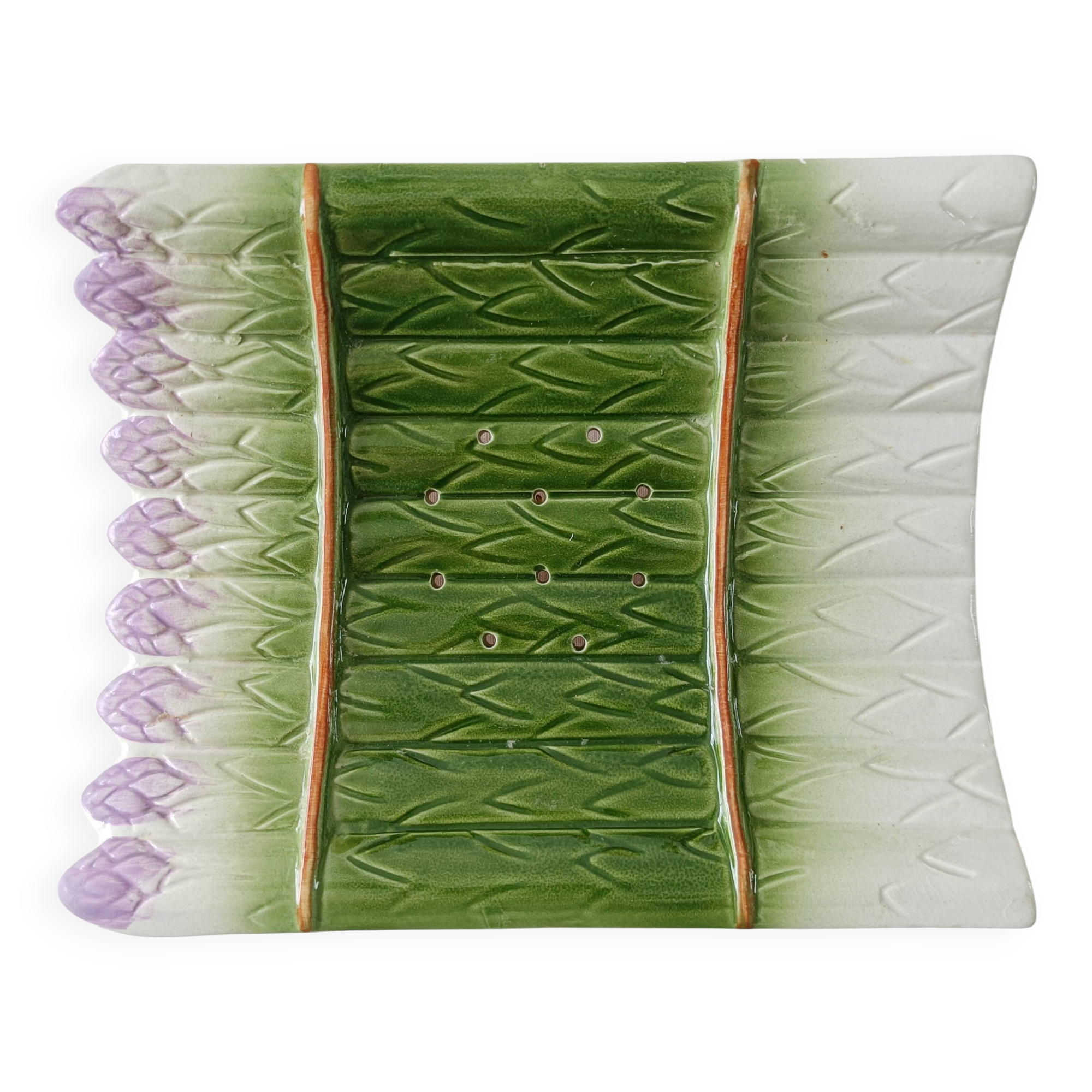 Plat à asperges en barbotine