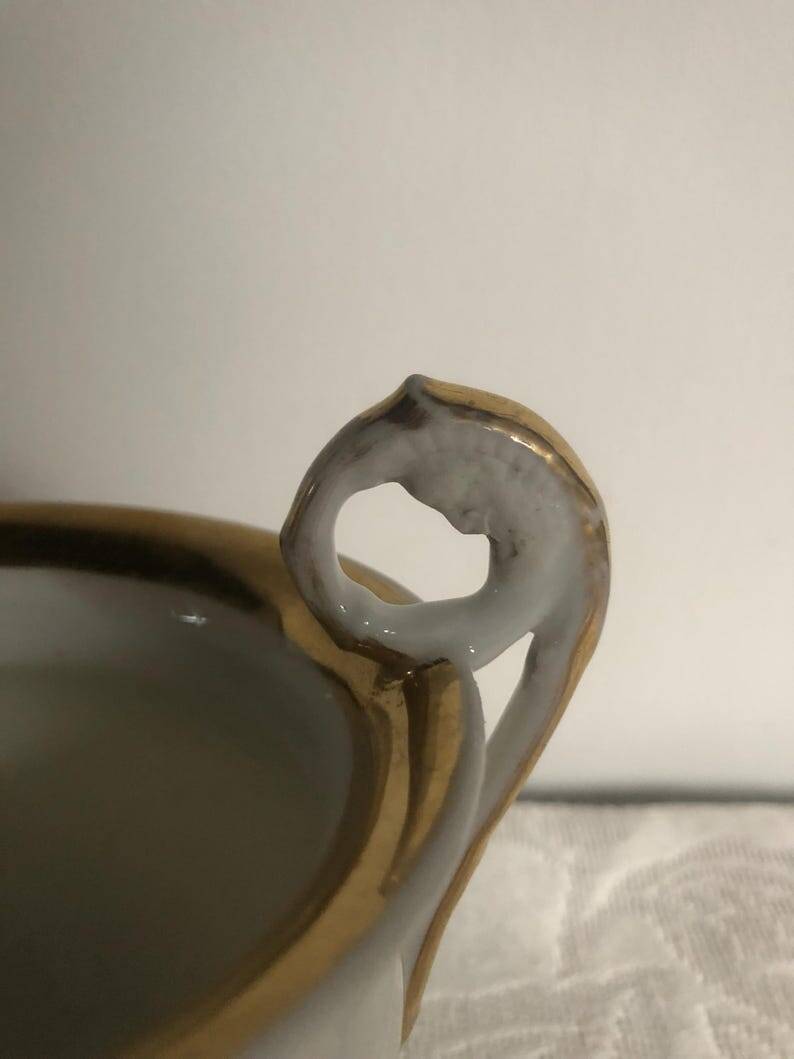 Vintage Limoges Porcelain Chocolate Set: Empire Style, Hand-Painted Bees