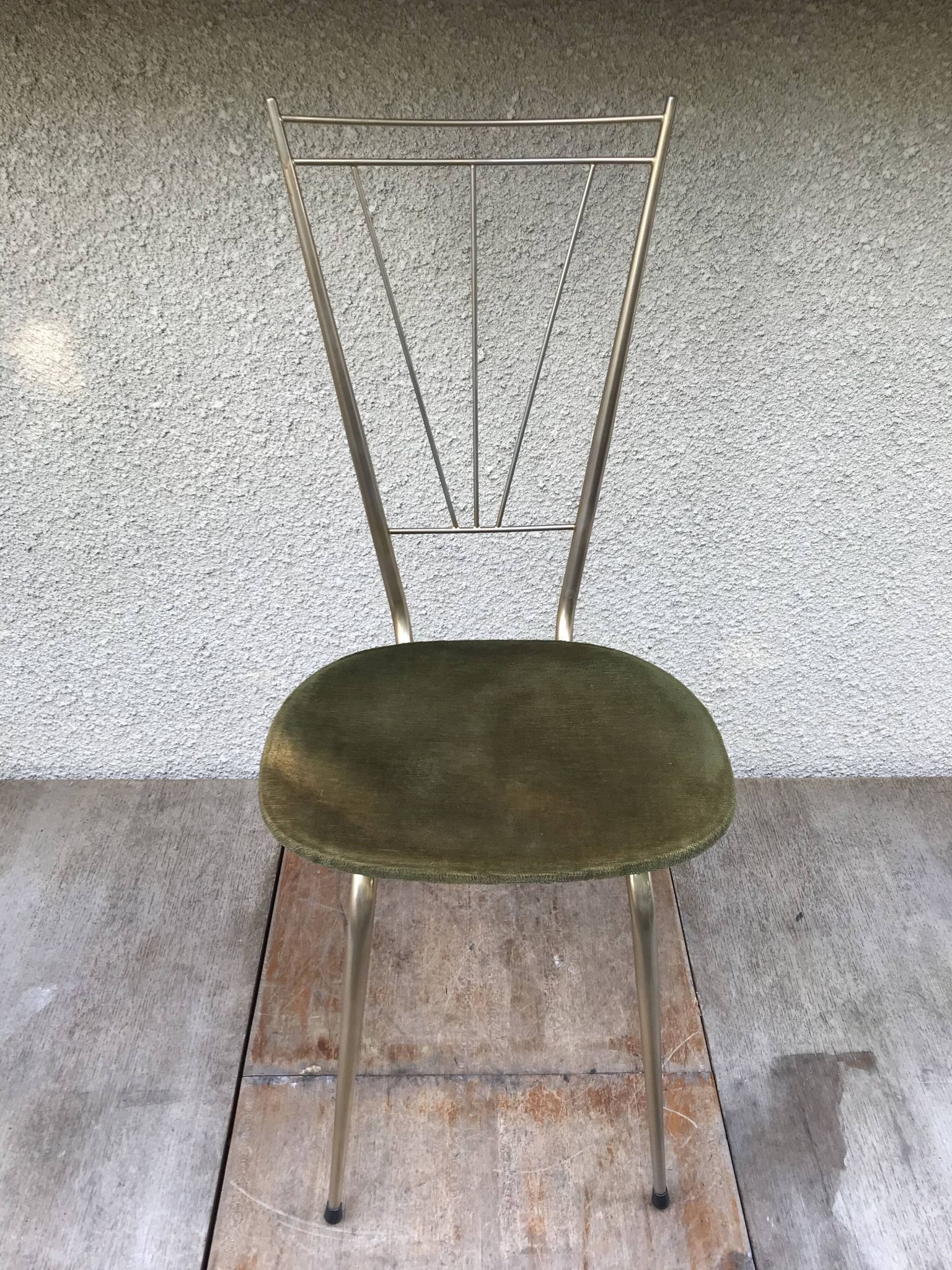 Pair of golden metal old chairs