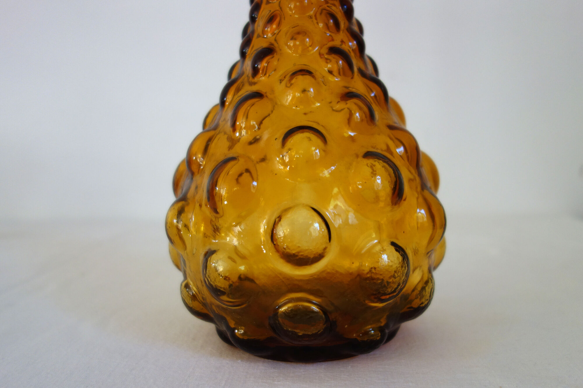 Carafe bottle in brown glass bubbles Empoli 60s