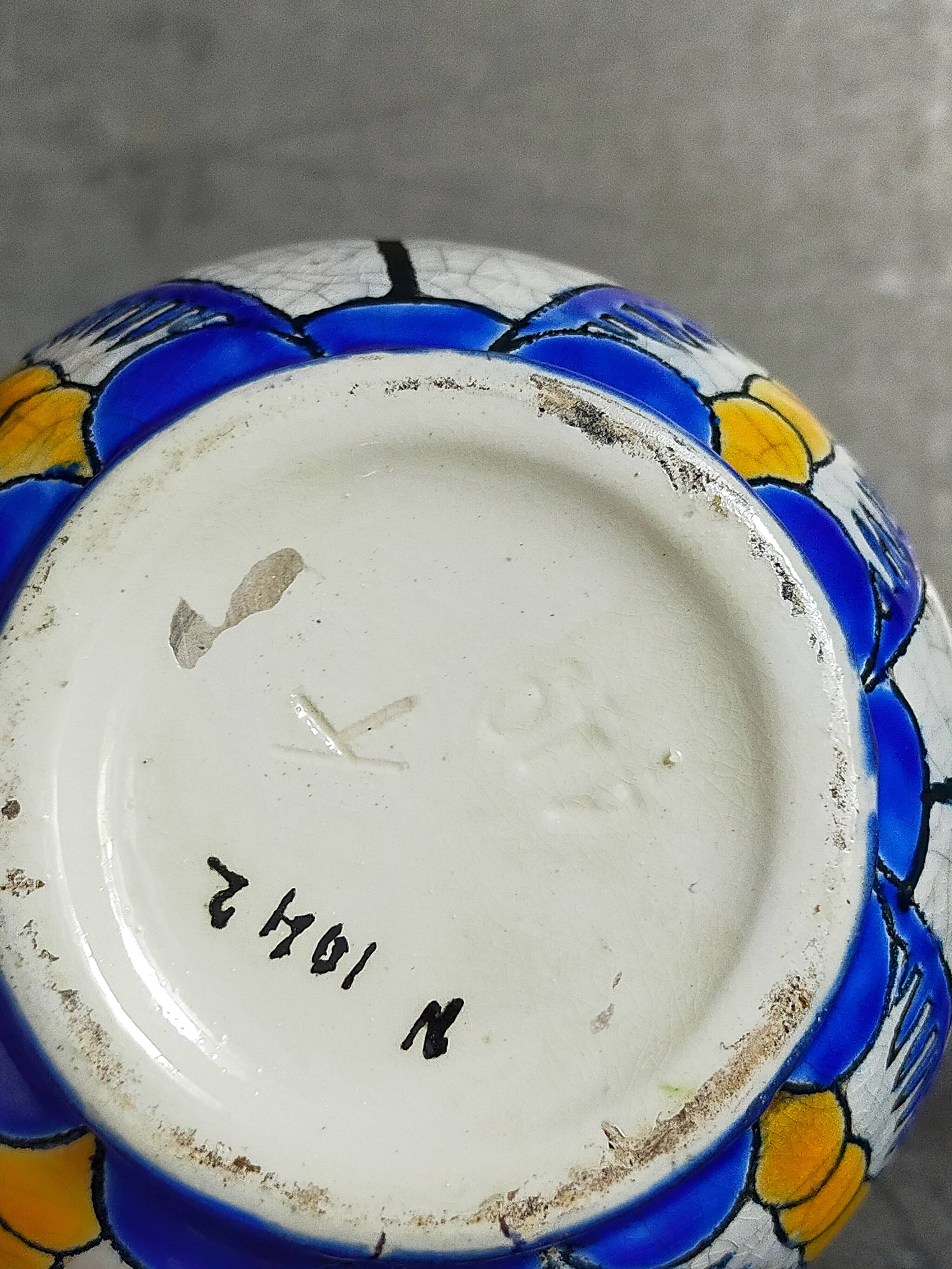 Soliflore bottle vase in fine earthenware boch frères la louvière-keramis early 20th century