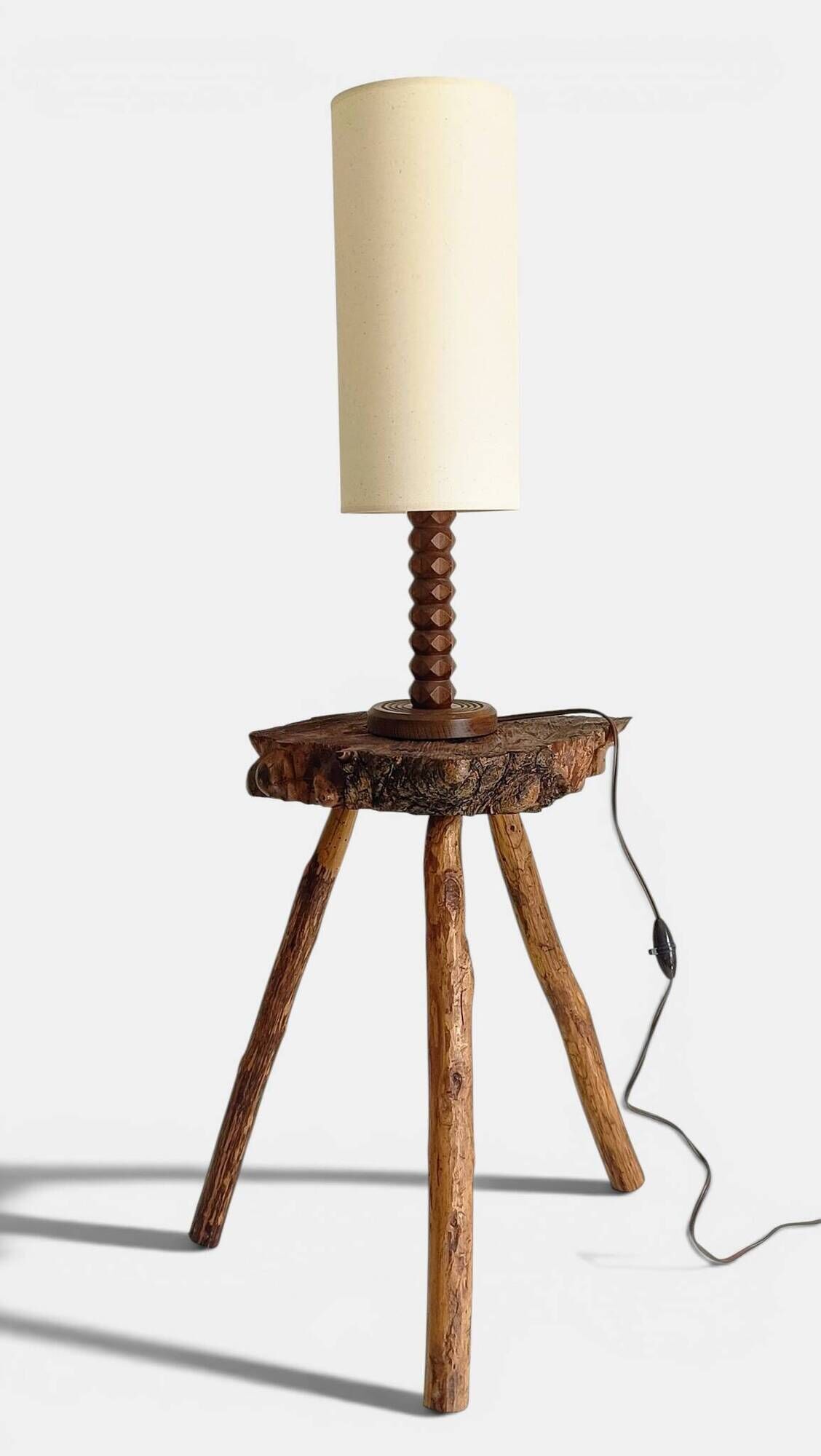 Art Deco wooden table lamp by Charles Dudouyt, France, circa 1930s.