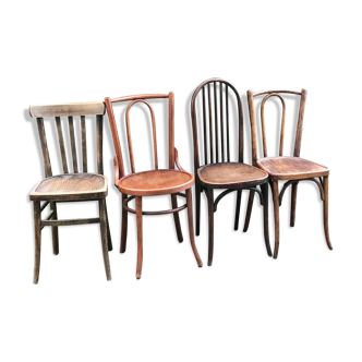 Lot of 4 mismatched bistro chairs