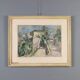 Modern painting signed Renzo Biasion, landscape of Garda, 1953.