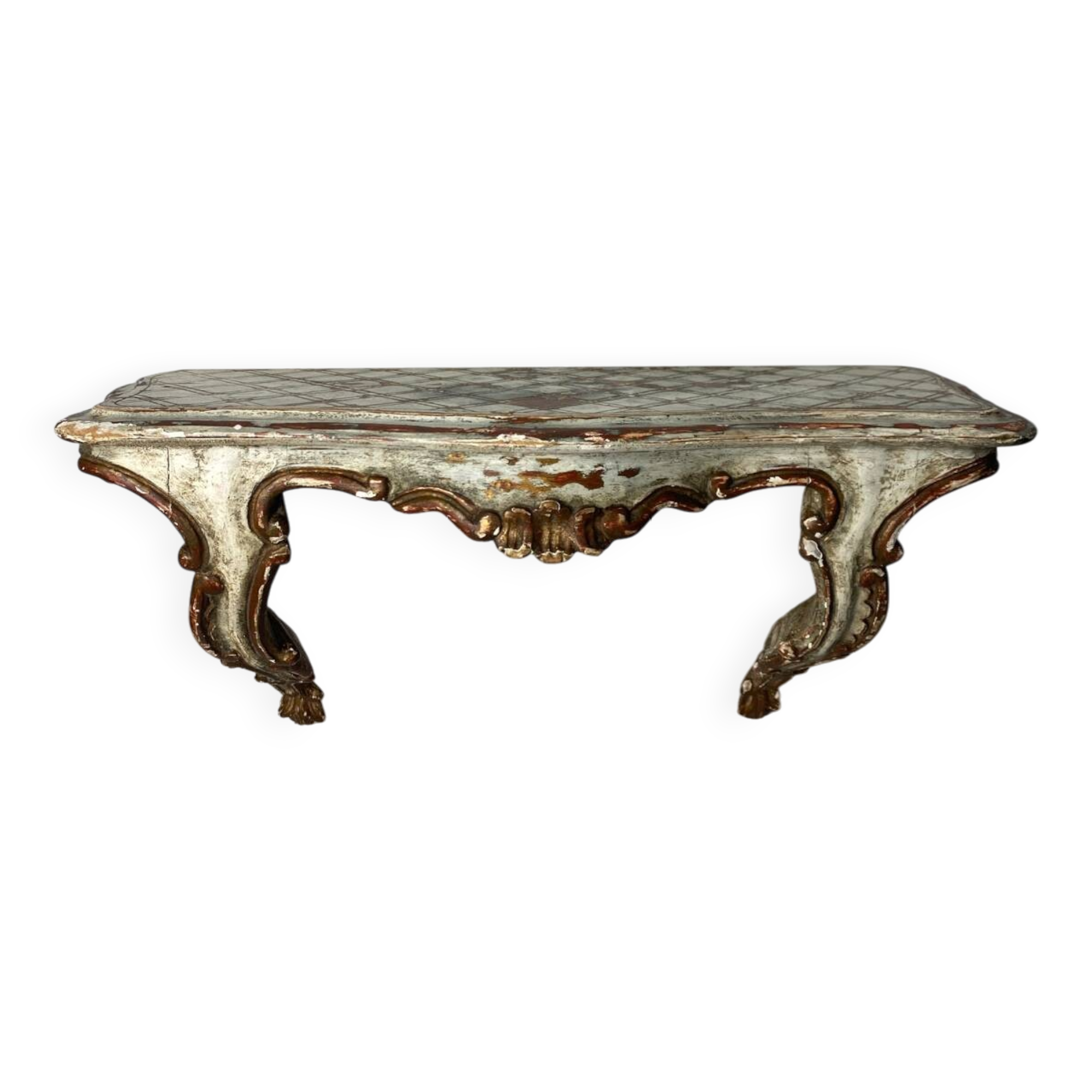 Florentine style wooden wall console