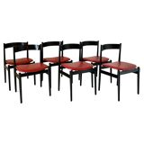 Italian Modern Dining Chairs Set of Six, Gianfranco Frattini for Cassina, Italy 1960 's
