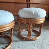 Pair of vintage rattan stools