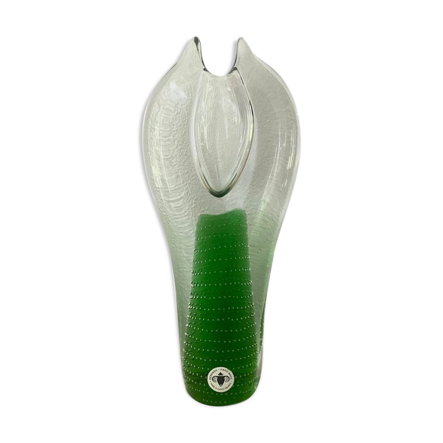 Czech Art Glass Vase, Centerpiece by Pavel Juda for Beranek Glass, 1985