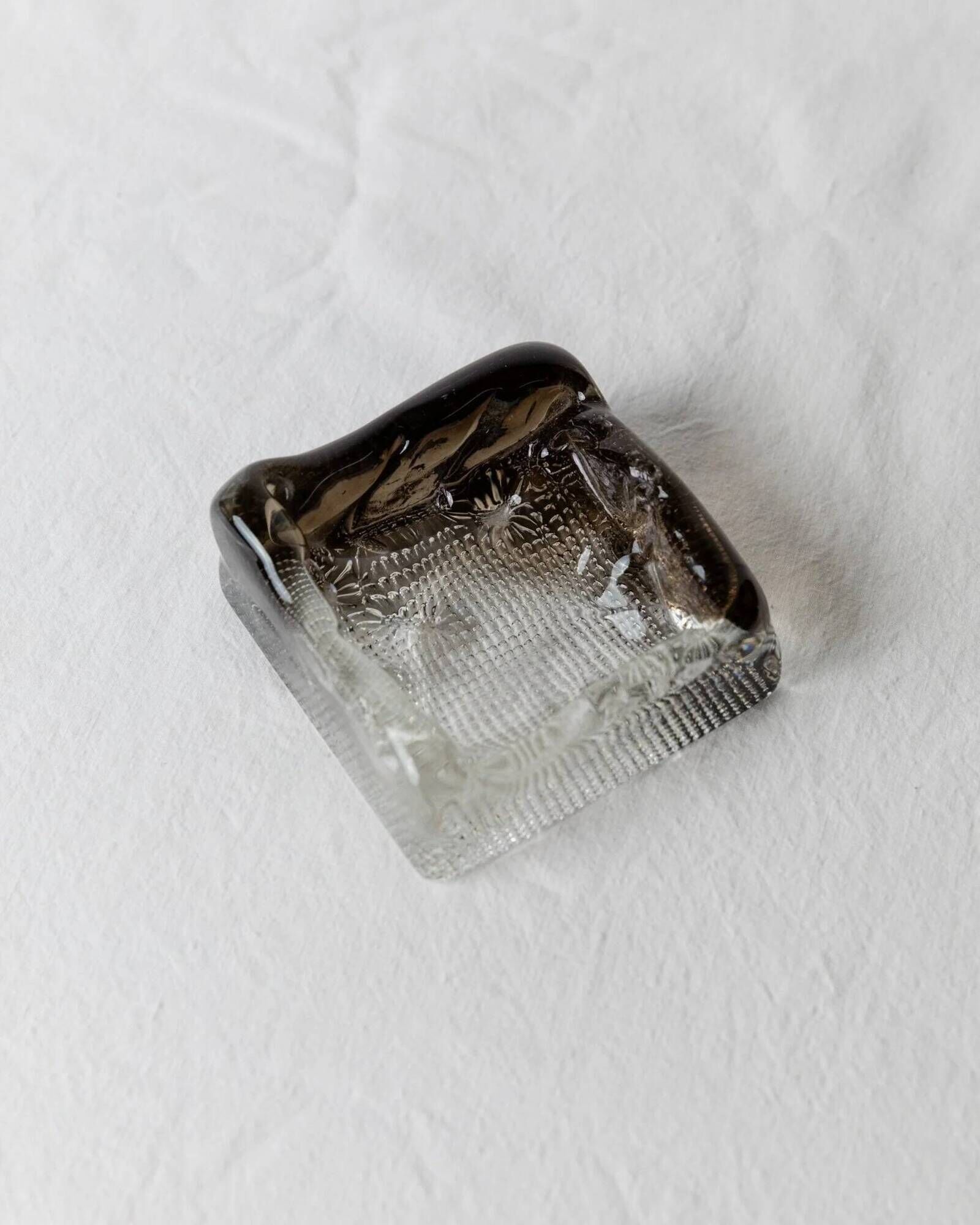 Transparent and Smoky Grey Murano Glass Ashtray – Vintage 1980s Hollywood Regency Decor