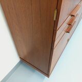 High Scandinavian modernist vintage sideboard in teak and black metal.