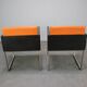 Pair of BOX 740 armchairs by Pedrali, Italy, Wenge Wood and Orange Fabric.